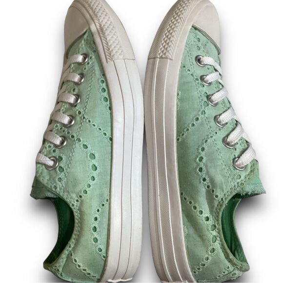 Converse Chuck Taylor All Star Lo Sneakers Eyelet CTAS Fabric Mint Green - Picture 2 of 9